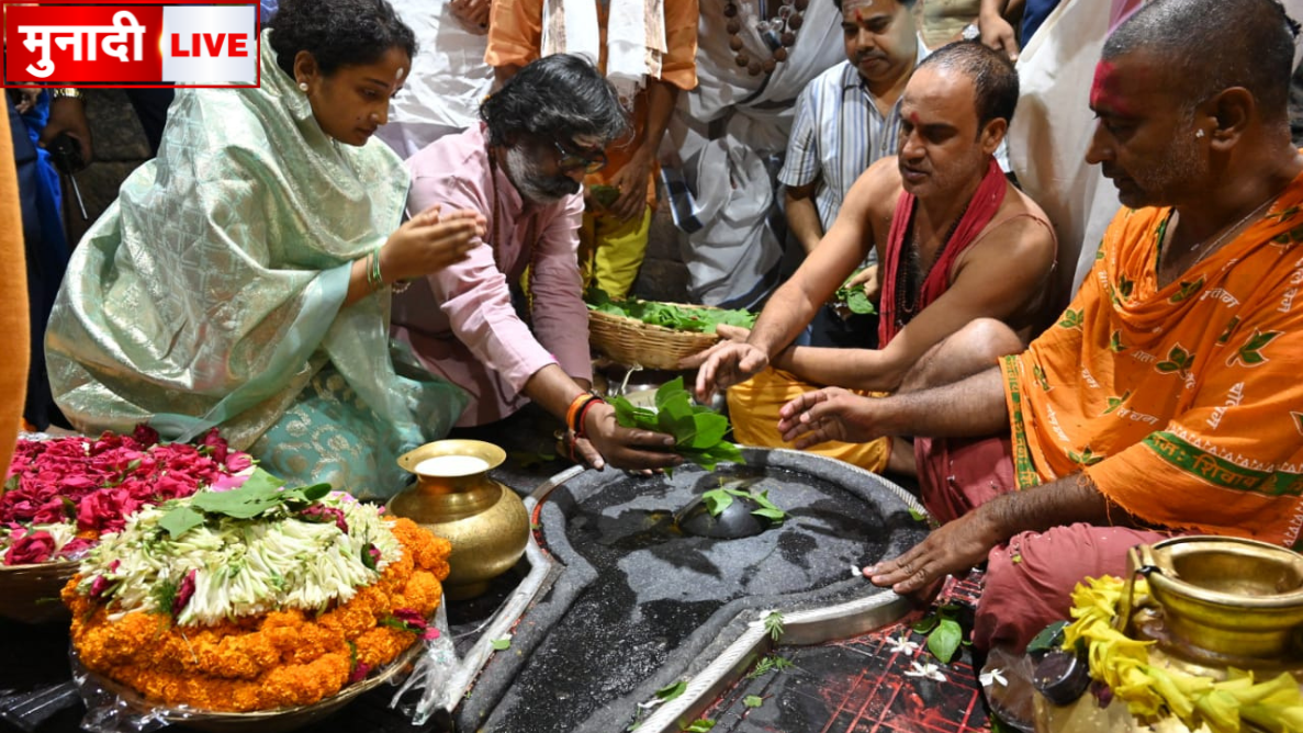 मुख्यमंत्री बाबा बैद्यनाथ मंदिर में की पूजा अर्चना , राज्यवासियो के लिए मांगी खुशहाली। 1 मुख्यमंत्री हेमन्त सोरेन