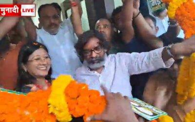 झारखंड के मुख्यमंत्री हेमंत सोरेन का 49 वां जन्मदिन, कटा 49 पाउंड का केक .