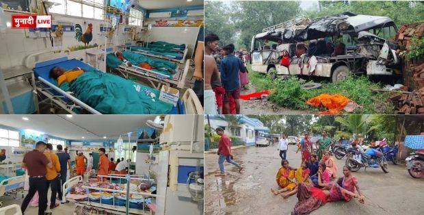 देवघर में कांवरियों से भरी बस और ट्रक की टक्कर में छह की मौत, 23 घायल – श्रावणी मेले की आस्था पर टूटा कहर 1 देवघर बस हादसा