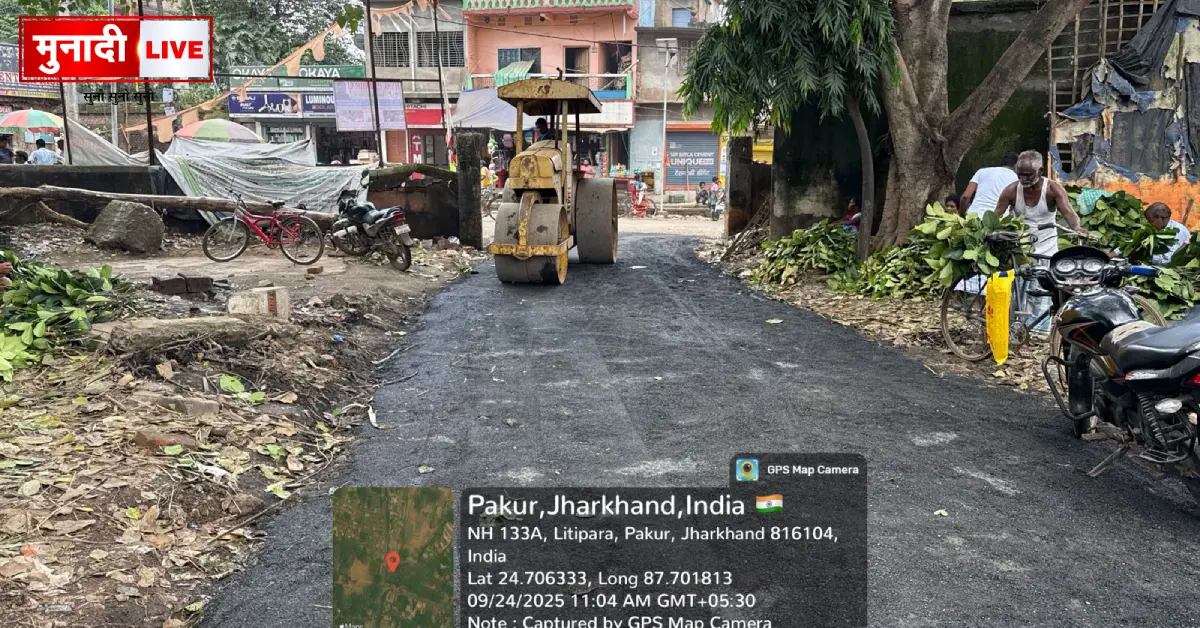 Construction of a PCC road at Hiranpur