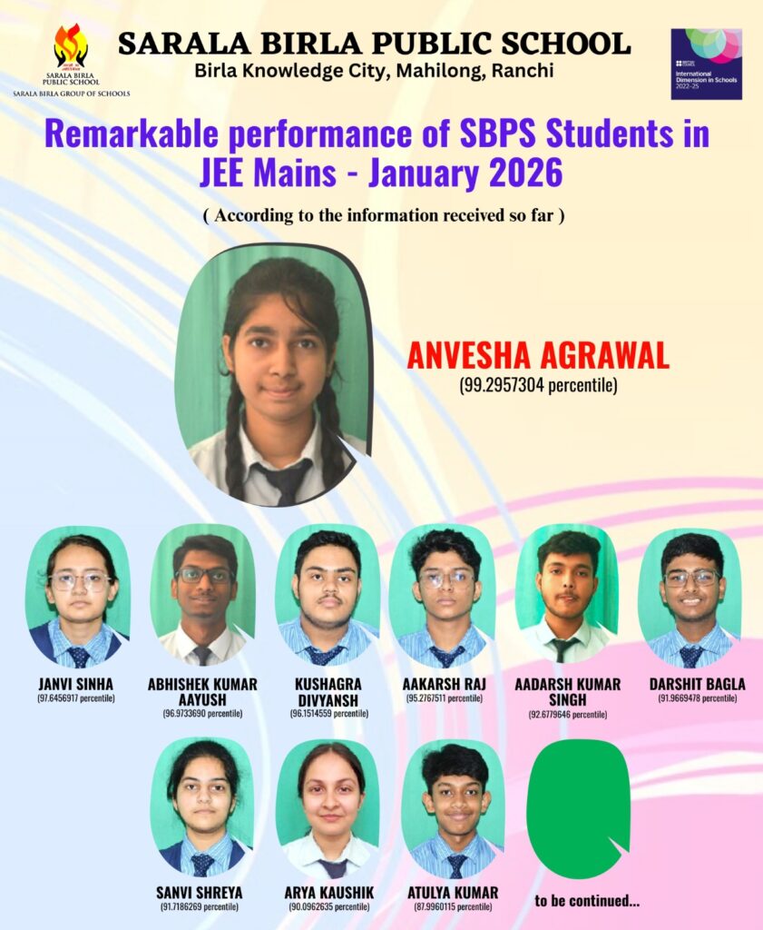 जेईई मेन्स जनवरी-2026 में सरला बिरला पब्लिक स्कूल का शानदार प्रदर्शन 17 WhatsApp Image 2026 02 17 at 17.07.03 1