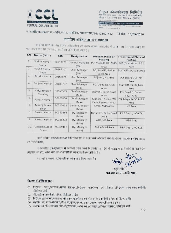 ccl ofiicers transfer order 852bcc